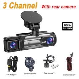 3 Cameras Dash Cam 1080P Front and Rear View Camera Night Vision Parking Monitor Car DVR 3way Car Video Recorder With Gift