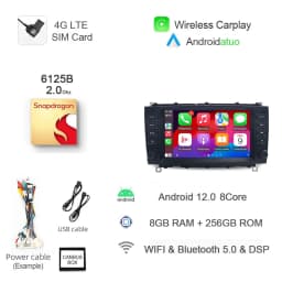 720P Carplay Android 13 Car DVD Player Navigation Stereo Autoradio GPS Radio For Mercedes Benz CLK 200K 280 350 W209 2005-2012