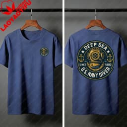 Deep Sea Diver Emblem Summer Men T-Shirt Military Style Casual Wear Beach and Outdoor Activities Divers Clothes Shirts