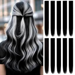 1 5 11 Pcs/lot Clip in Hair Extensions Multi-Colors Highlights Synthetic Hair 22 inch Rainbow Hairpieces for Girls Women Kids