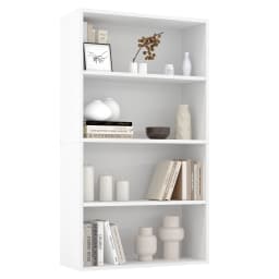 JHK 3-4 Tier Wooden Shelf Bookcase Tall Floor Standing Open Bookshelf for Living Room and Home Office Personalized Storage