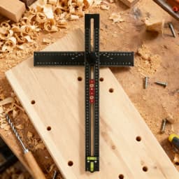 2-in-1 Aluminum Alloy Accurate Scale T-Ruler & Drilling Template with Ergonomic Handle, 54cm/21.26in Cabinet Door Measuring Tool