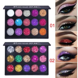 CmaaDu 15 Colors Gold Scallion Powder Diamond Glitter Eyeshadow Tray Shimmering Dazzling Universal Waterproof Easy to Color