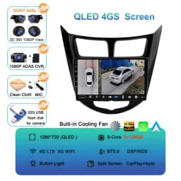 Android 16 Car Radio for Hyundai Solaris Verna Accent 1 2010 - 2016 Multimedia Video Player 2 Din DVD Head Unit Carplay GPS FM