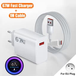 67W USB Charger Fast Charging Phone Wall Adapter For iPhone Samsung OnePlus OPPO Xiaomi Redmi Poco Charger USB Plug Type C Cable