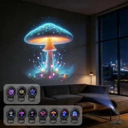 LED USB Mushroom Projection Light Dreamy Leaf And Starry Sky Projector Lamp Decorative Light For Ceiling Wall Night Light