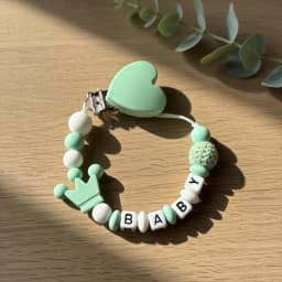 Personalized Baby Pacifier Clip Custom Name Silicone Crown Beads Heart Wooden Holder Handmade Teether Chain BPA Free Gift