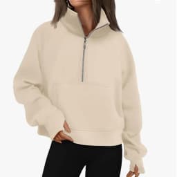 New Spring Autumn Stand Collar Solid Color Sweatshirt Long Sleeve Tops Loose Half Zip Pullover Women's Daily Casual Sweatshirt