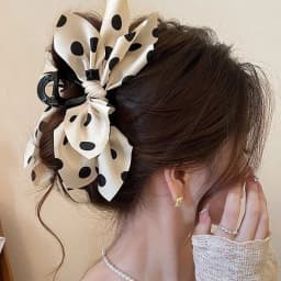 Gentle French polka dot big bow grab clip women's back of the head new high-end hairpin headpiece