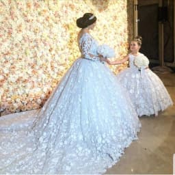 Customized Tulle With Long Sleeves White Mother Daughter Wedding Dress 2026 Ball Gown Floor Length Sweep Train Bridal Gown