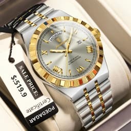 POEDAGAR Luxury Top Watch For Man Classic Week Date Waterproof Luminous Men Wristwatch Stainless Steel Quartz Men's Watches Male