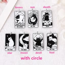 8Pcs 39*23 MM Black White Cat Tarot Card Charms Creative Acrylic Sun Moon And Lovers Jewelry For Earring Necklace Diy
