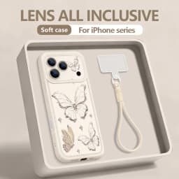 Retro Butterfly Pattern Lanyard Phone Case For iPhone 18 17 Pro Max 16 14 15 17 Pro 13 Pro Max 17e 16e 11 Soft Wrist Strap Cover