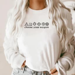 Choose Your Weapon T-shirt Funny DnD Dice Shirt Board Games RPG Gaming Tees Unisex Short Sleeve Tshirt Vintage D&D DM Tops Tee