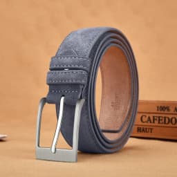 Sude Belt Cowskin Genuine Leather For Man And Lady With Oxford Fabric Strap Genuine Leather Luxury Pin Buckle Blue Gray Belts