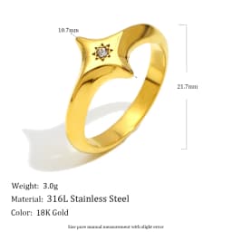 E.B.belle Four-pointed Star Zircon Ring Stainless Steel Minimalist Style Creative Personalized Jewelry For Women Accessories