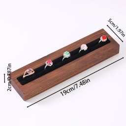 Walnut and Beech Wood Ring Display Tray, Fashionable High-end Accessory Display Stand Holder, Black Beige Ring Storage Rack