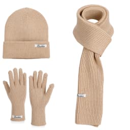Winter Outdoor Warm Ear Protection Head Cap. European Style, Simple and Versatile. Knitted Wool Hat, Gloves and Scarf Set.