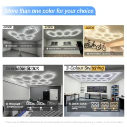 LED Rectangle Lighting 4S Car Showroom Barber Workshop Office Desk Ceiling Lamp Color Change Dimmable Garage Hexagon Lights Gym