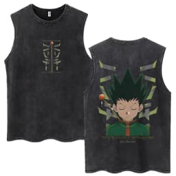 Washed Anime Hunter X Hunter GON·FREECSS Tank Tops Men Women Fashion Vintage Sleeveless T Shirt Cotton Casual Oversized Vests