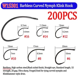 200pcs Barbed and Barbless Fishing Fly Hook Nymphs Pupa Egg Fly Dry Fly Wet Fly Jig Nymph Hook Caddis Streamer Fly Tying Hook