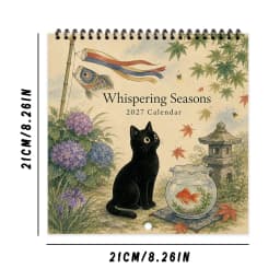 1pc 2027 Wall Calendar, Ukiyo-e Black Cat Theme, 12-month Monthly Planner, Perfect Gift For Birthdays, Christmas, New Year