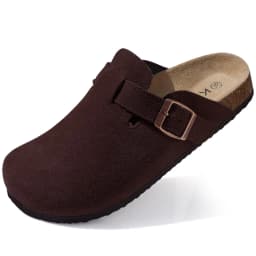 Comwarm Buckle Clogs For Women Men New Genuine Suede Clogs with Arch Support Soft Cork Footbed Mules Fashion Thick Beach Sandals