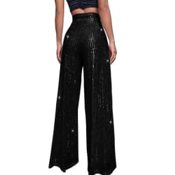 New Women's Solid Color Wide-leg Pants Casual Fashion Elegant Black Sequins Holiday For Women Long Pant Womens Clothing