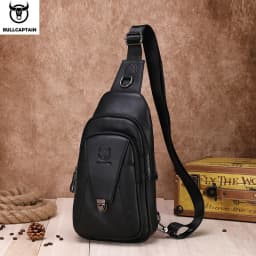 BULLCAPTAIN Genuine Leather Chest Back Pack Chest Bag Men Fashion Messenger Bag's Multifunctional Card Bages Mobile Phone Bags
