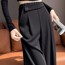 Fashion Elastic Spliced Solid Color Straight Pants Women's Clothing 2025 Summer New Loose Office Lady High Waist Casual Pants