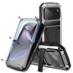 Shockproof Armor Metal Aluminum Case for iPhone 17 Pro Max 16 15 14 13 12 11 Pro 16E Air Full Protective Bumper Kickstand Cover