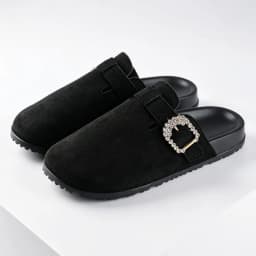 Women Large Size Closed Toe Mules Adjustable Buckle Slip‑on Slippers Ladies Casual Daily Flat Slides For Outdoor Walking