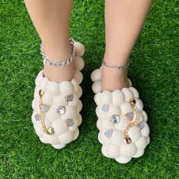 2025 Summer New Bubble Slippers Women Toe-covered Massage Sandals Creative Peanut Shoes Herringbone Slippers Beach Flip Flops