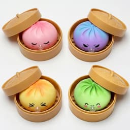 1/4Box Dumpling Squeeze Blow Bubbles Toy Dumpling Squishies Set with Steamer Bubble-Blowing Squishies Stretchy Fidget Sensory