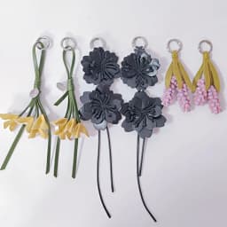 Multi-color Purple Pu Leather Flower Pendant Hanger Lavender Pu Flower Keychain Weave Fashion Bag Charm Car Keyring