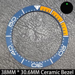 Sloping 38mm * 30.6mm Ceramic/Aluminum Blue Luminous Bezel GMT and Diving Watch Insert Fit for 40mm Watch Case Replacement Watch