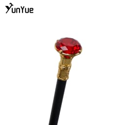 Gold Red Diamond Type Walking Cane Gentleman Elegant Fashion Art Decorative Walking Stick Lady Vintage Party Cosplay Sceptre