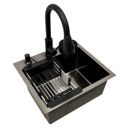 Kitchen Sink, 45 X 40 Cm, Stainless Steel, Retractable, 360 °, W/ Drain Basket + Soap Dispenser for Kitchen, Undercarriage Sink