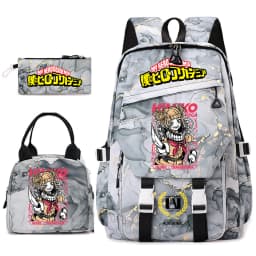 My Hero Academia Anime Print School Backpack Set for Girls Casual Lightweight Student Bookbag with Lunch Bag Pencil Case