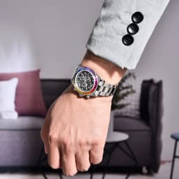 PAGANI DESIGN Personalized Men Automatic Mechanical Watch Colorful Gemstone Bezel Small Three-Pin Tachymeter Design Chronograph