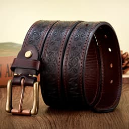 High Quality Embossed Western Cowboy Brass Buckle Belt Real Thick Genuine Leather Designer Men Belt Punk Jeans Belts For Men