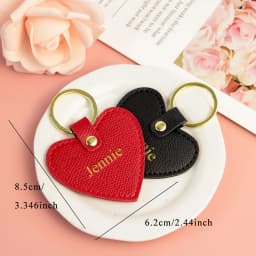 Print name free creative simple gift personalized PU heart-shaped keychain multi-color car keychain bag pendant