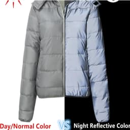 Thermal-Insulated Reflective Parka Jacket Unisex Winter Coat Detachable Hood Night Commuting Safety Outerwear Cycling Outdoor
