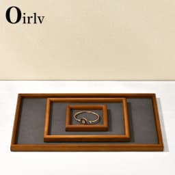 Oirlv Retro Solid Wood Fashion Wood Ring Display Tray Jewelry Stud Earrings Storage Plate Jewellery Counter Showcase Props