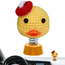 Car Dashboard Decorations Crochet Sunflower Frog Duck Bobblehead Car Decorations Animated Bobble Dancer Car Decor Aesthetic