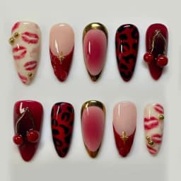 24Pcs Y2k Almond Acrylic Nails Full Cover 3D Diamond Black Nail Art Sweet Cool French Wearable Fake Nail Manicure Tips for Girls