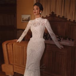 QICHE Boho Lace Long Sleeveless Mermaid Wedding Dresses Women 2026 High Collar Open Back Sweep Train Robe De Mariée Customized