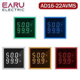EARU 22MM AC 20-500V 0-100A LED Digital Voltmeter Ammeter Hertz Meter Signal Lights 220V Voltage Current Meter Volt Amp Tester