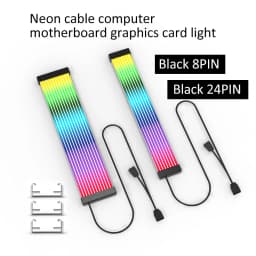 Computer Motherboard Graphics Card 8PIN+24PIN Power Supply Extension Cable Decorative Strip, ARGB Light Synchronization.