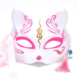 Fox Mask Japanese Cosplay Half Face Mask Kabuki Kitsune Masquerade Anime Cosplay Cat Mask Rave Adult Children Funny Party Props